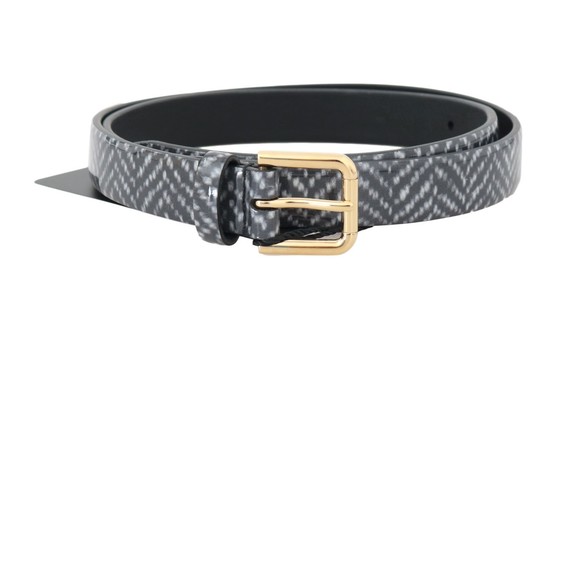 Dolce & Gabbana Accessories - Dolce & Gabbana Black White Chevron Pattern Leather Belt